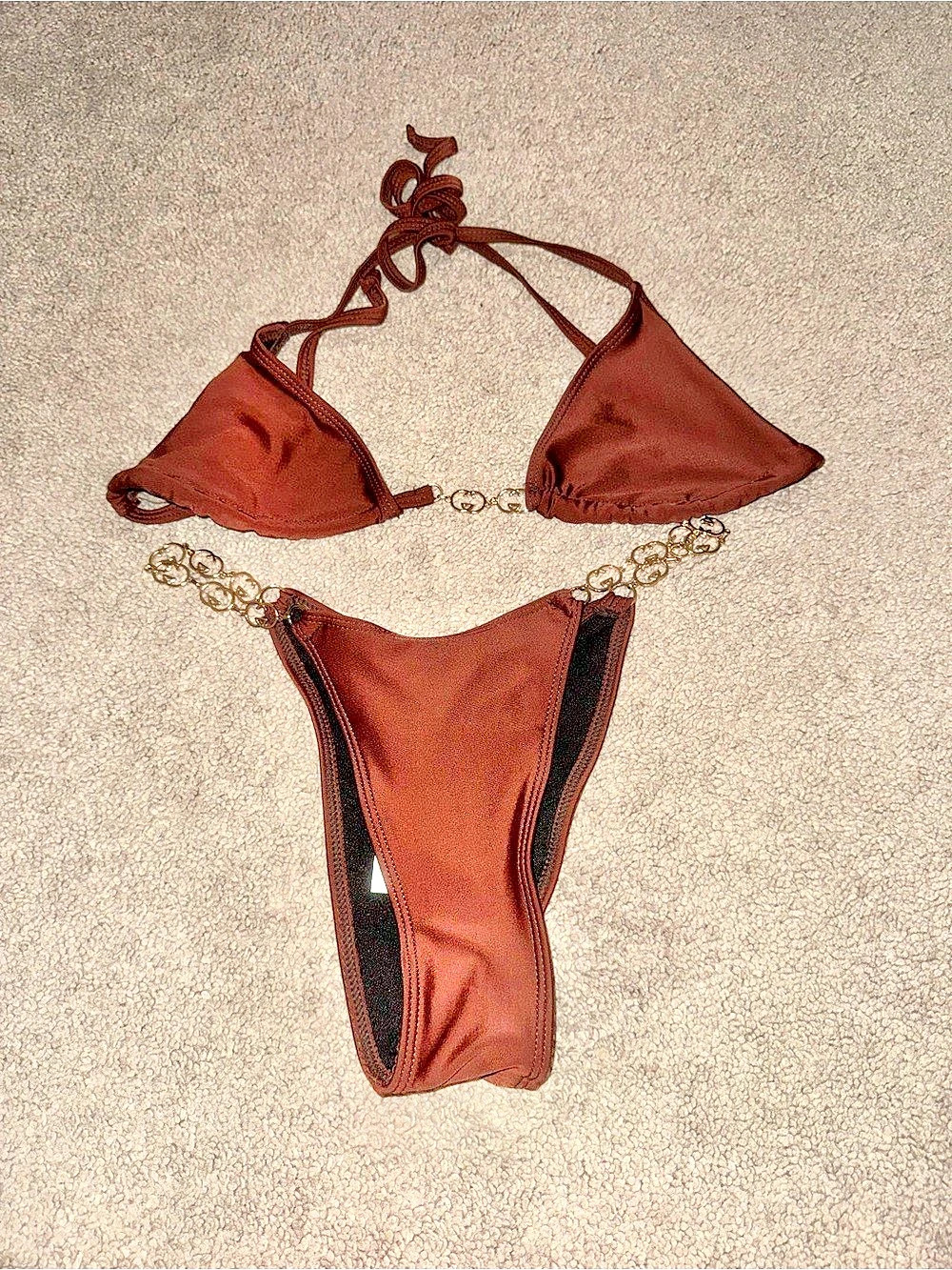 Gucci GG Stretch Jersey Bikini Brown Size Medium